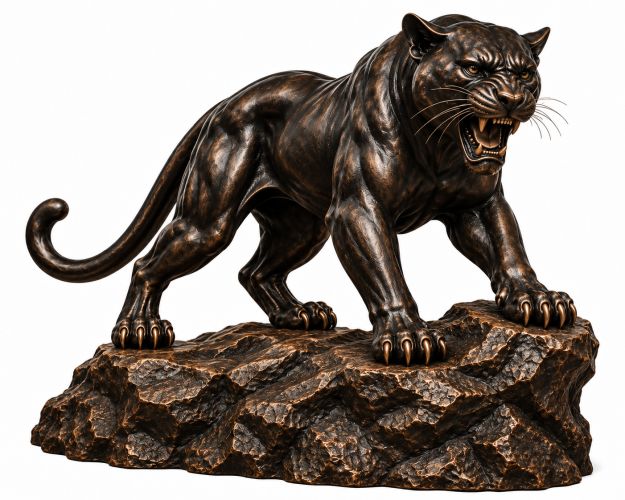 Bronze Roaring Panther Mascot Statue on Rock - A-5 PA
