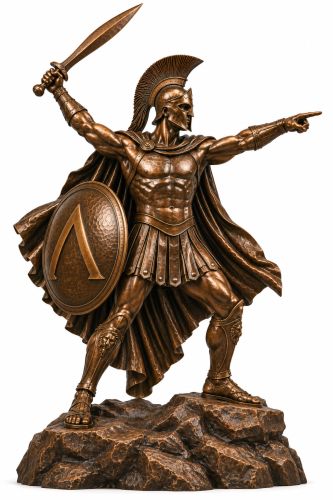 Bronze Spartan Spear Warrior Mascot Statue - A-1 SP