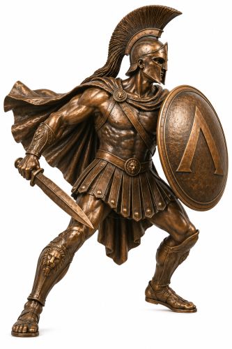 Bronze Spartan Battle Warrior Mascot Statue - A-8 SP
