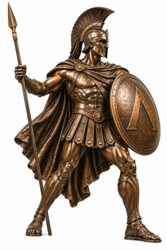 Bronze Spartan Spear Guard Mascot Statue - A-9 SP