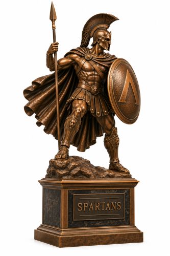 Bronze Spartan Sentinel Mascot Statue on Pedestal - A-9A SP