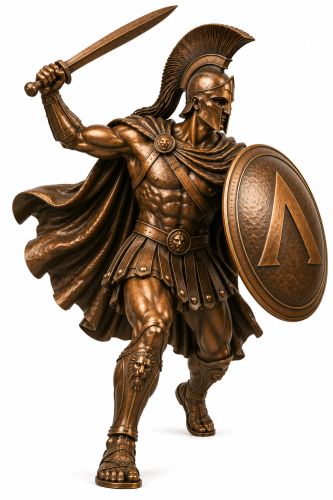 Bronze Spartan Charging Warrior Mascot Statue - A-12 SP
