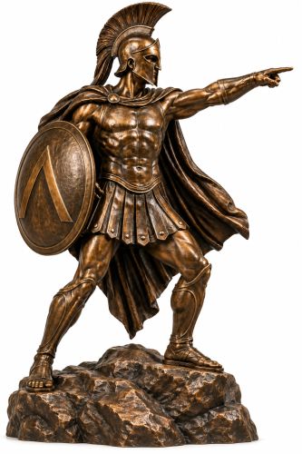 Bronze Spartan Commanding Warrior Mascot Statue - A-5A SP