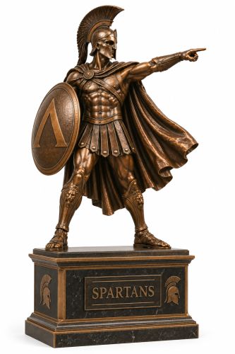 Bronze Spartan Commander Mascot Statue on Pedestal - A-5B SP