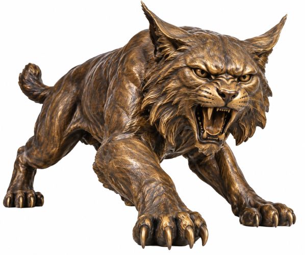 Bronze Charging Wildcat Mascot Statue - AA WC-1