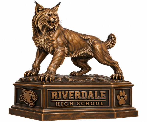 Bronze Wildcat School Mascot Statue with Personalized Pedestal - AA WC-10