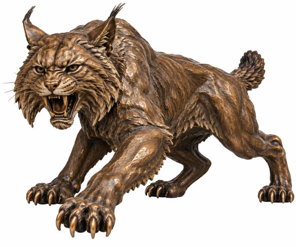 Bronze Charging Wildcat Mascot Statue - AA WC-11
