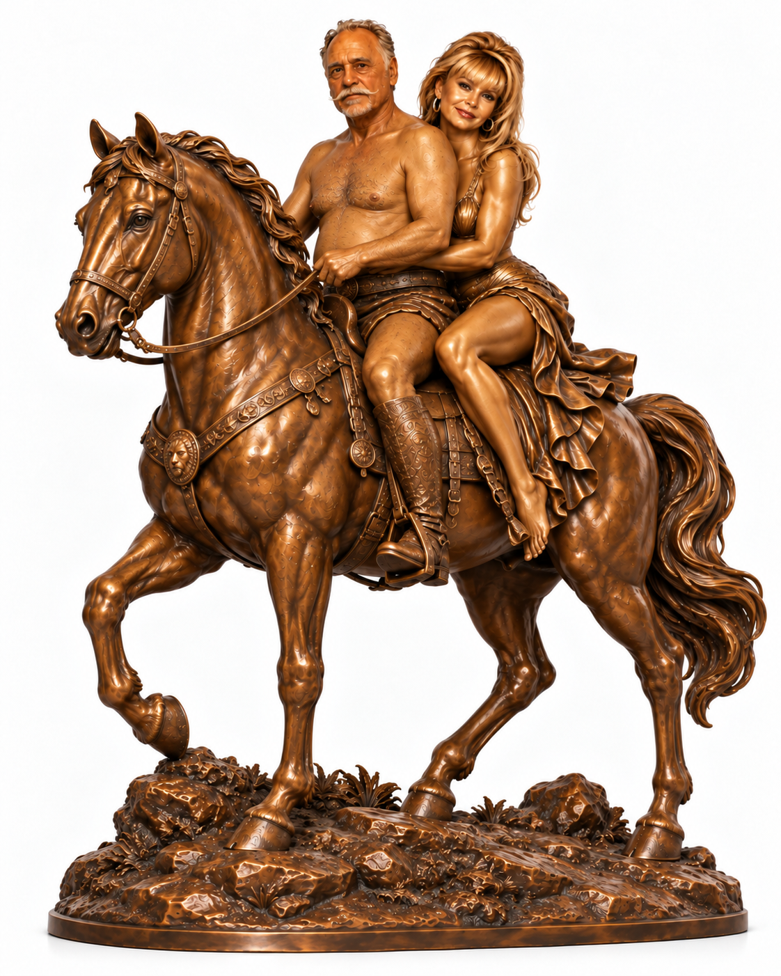 Bronze Personalized Horseback Riding Statue - A-PB 2