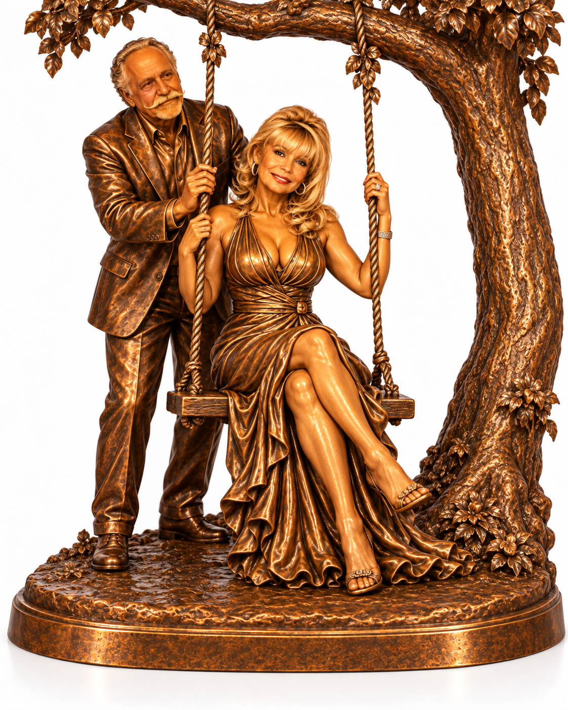 Bronze Man with Woman on Swing Statue - A-PB 1